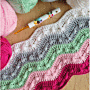 Gentle Ripples Bobble Baby Crochet Blanket Kit Pink & Green by EmKatCrochet