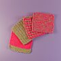 Billy Coasters Knitting Pattern by Emma Munn in Sirdar Happy Cotton DK & Ricorumi Neon DK