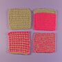 Billy Coasters Knitting Pattern by Emma Munn in Sirdar Happy Cotton DK & Ricorumi Neon DK
