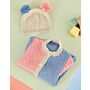 Sirdar Baby Colour Block Romper & Pom Pom Hat in Snuggly DK Knitting Pattern Download 5490 