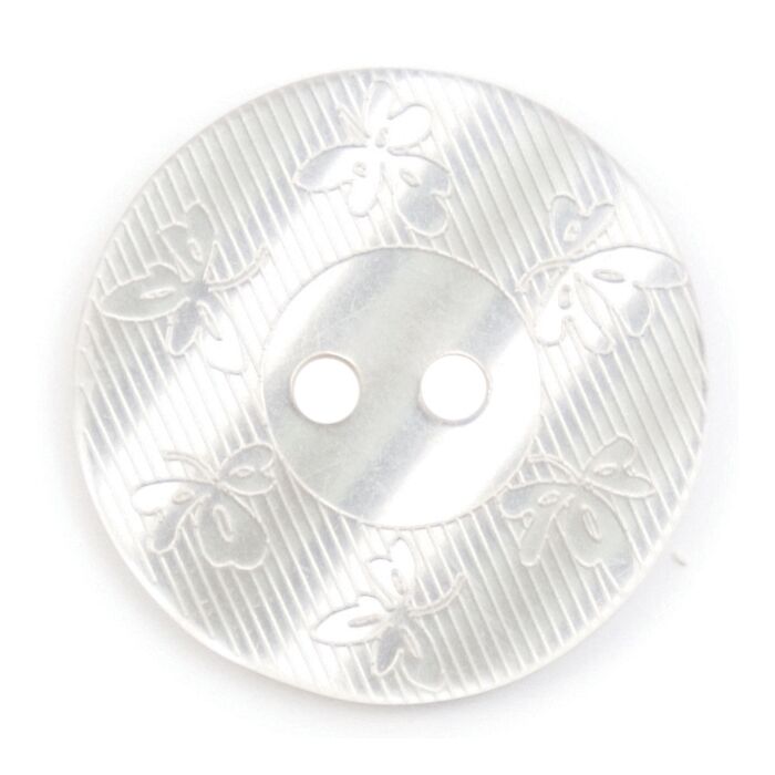Milward Carded Buttons Round Leaf Pattern White 22mm Pack of 2 main product photo