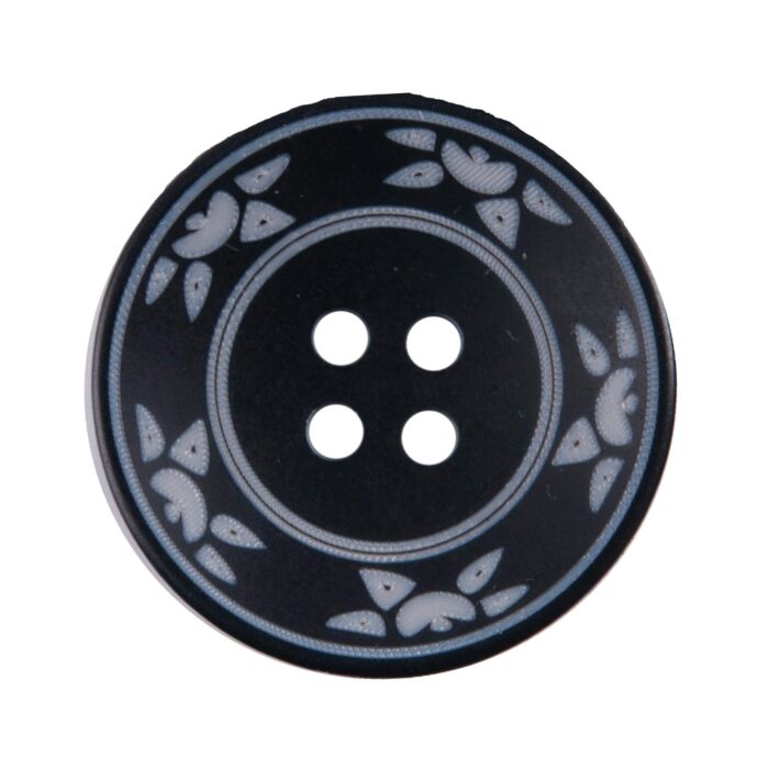 Milward Carded Buttons Round Leaf Pattern Black 25mm Pack of 2 main product photo