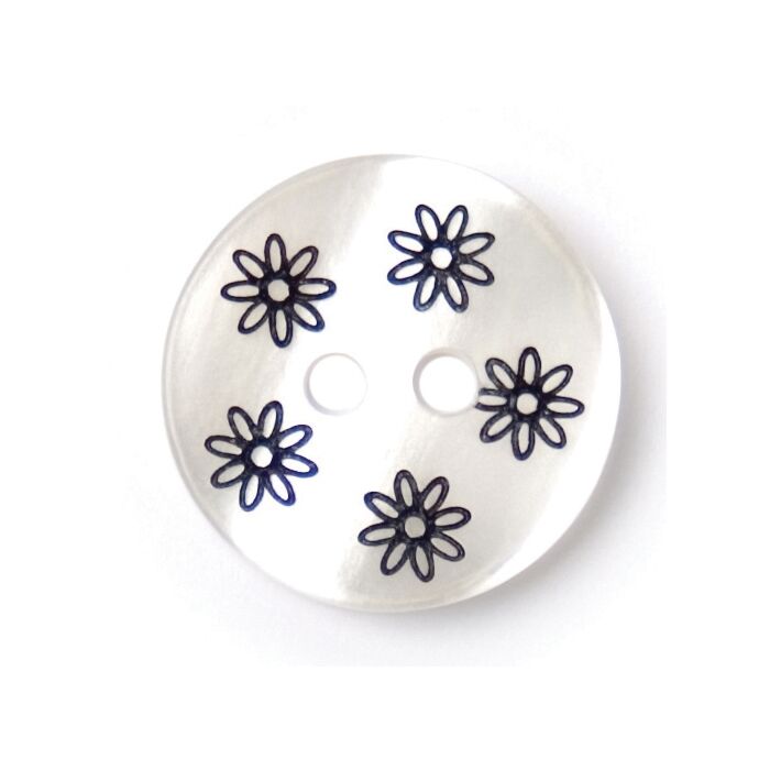 Milward Carded Buttons Round Flower Pattern White 15mm Pack of 4 main product photo