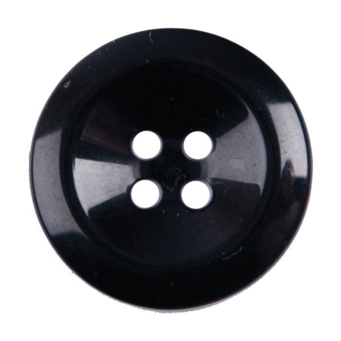 Milward Carded Buttons Round Shiny 4 Hole Black 22mm Pack of 2 main product photo