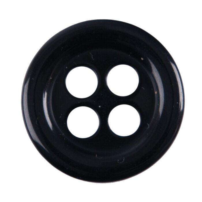 Milward Carded Buttons Round Shiny 4 Hole Black 27mm Pack of 2 main product photo