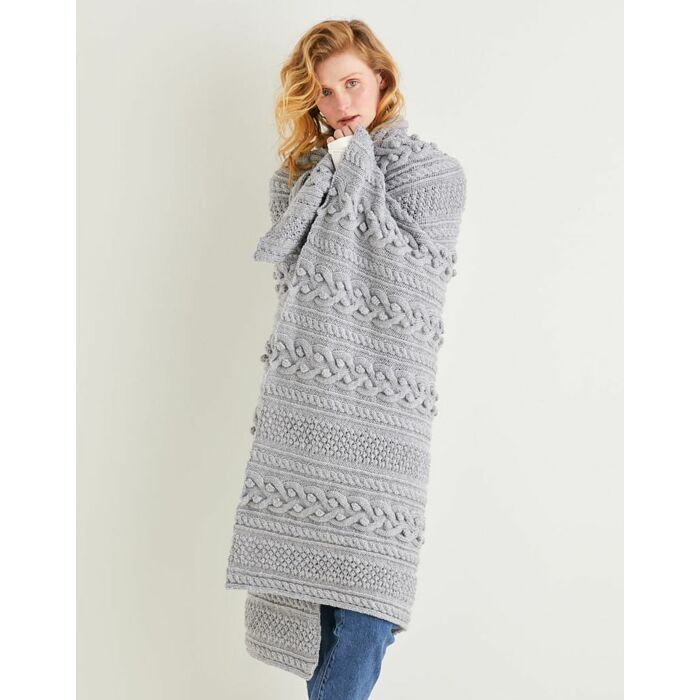 Sirdar Country Classic Worsted Bobble Cable and Trinity Stitch Blanket 10158 - Downloadable main product photo
