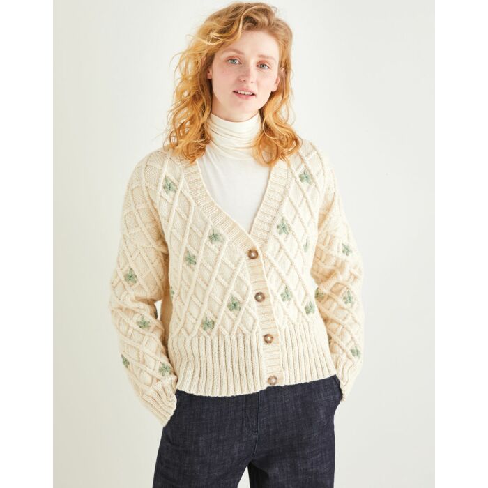 Sirdar Country Classic Worsted Womens Embroidered Lattice Cardigan 10166 - Downloadable main product photo