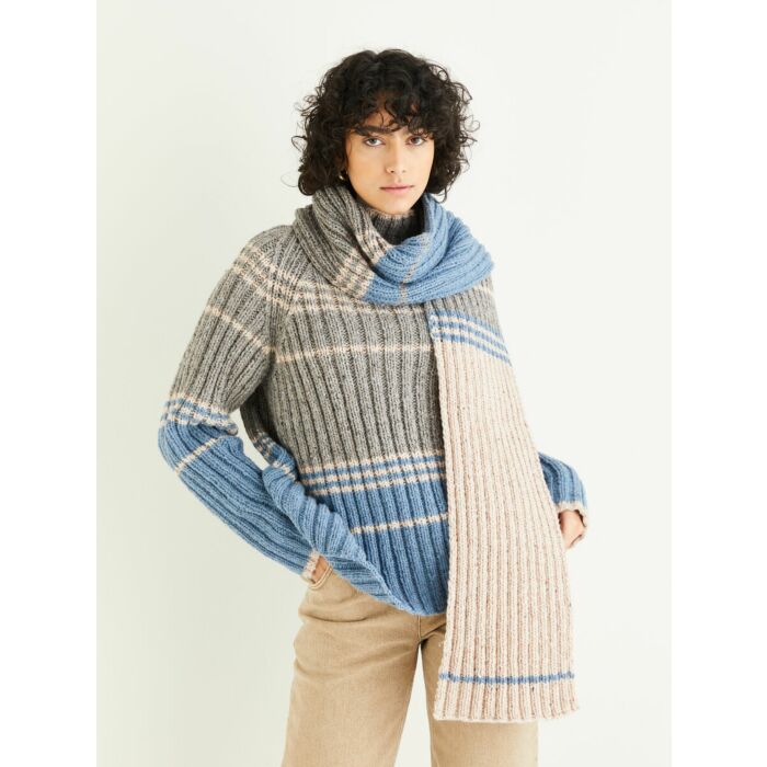 Sirdar Haworth Tweed DK Ladies Sweater and Scarf Pattern 10295 81cm-137cm main product photo