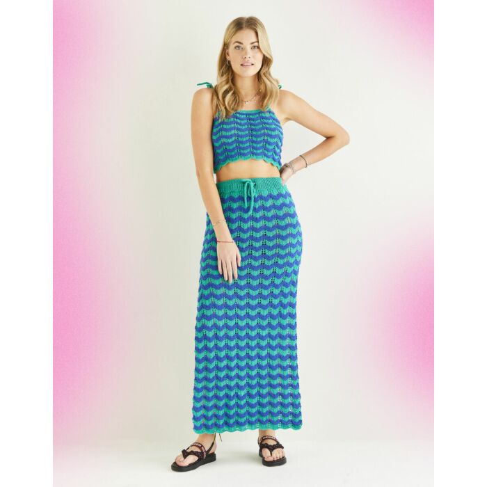 Sirdar Stories Mic Drop Maxi and Crop Top Pattern Download 10542 6-28 main product photo
