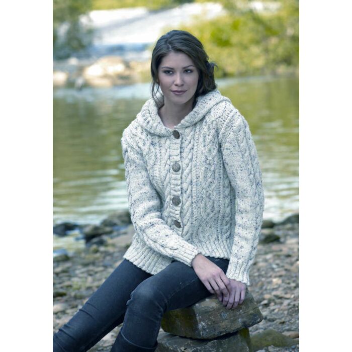 James Brett Rustic Aran Ladies Hooded Jacket Pattern JB045 main product photo