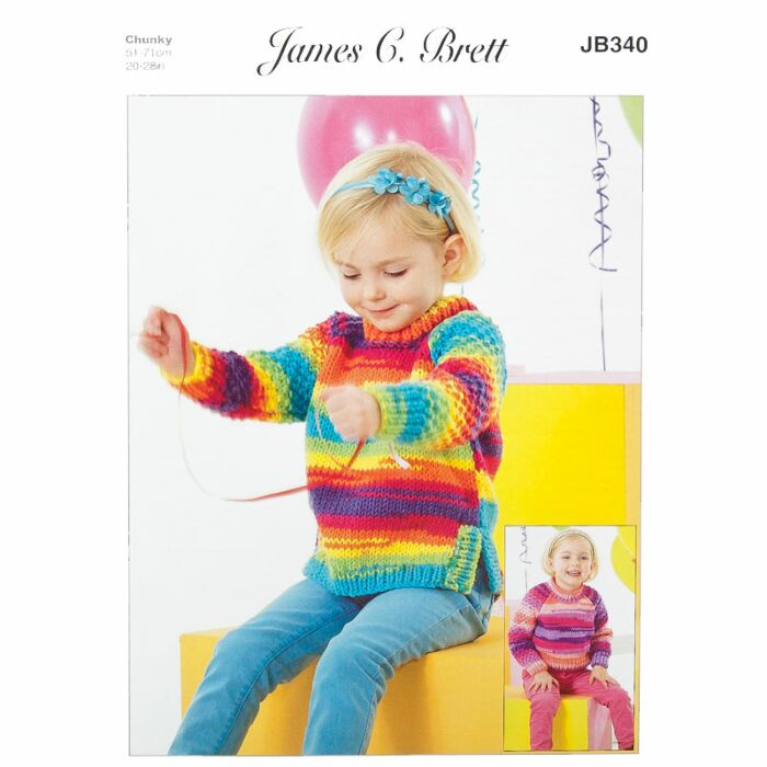 James C Brett Pattern Party Time Toddler Sweater and Tunic JB340 20-28in main product photo