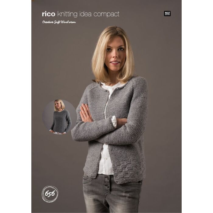 Rico Creative Soft Wool Aran Cardigan and Sweater Pattern KIC 656 main product photo