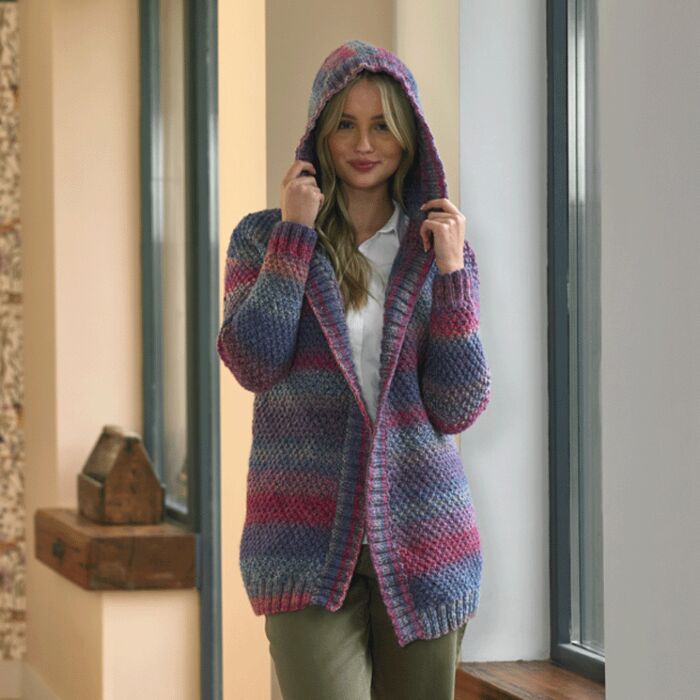 5063 Hooded Jacket by Jenny Watson in James C Brett Marble Chunky