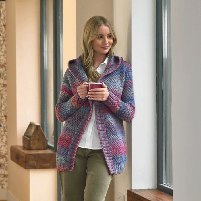 5063 Hooded Jacket by Jenny Watson in James C Brett Marble Chunky