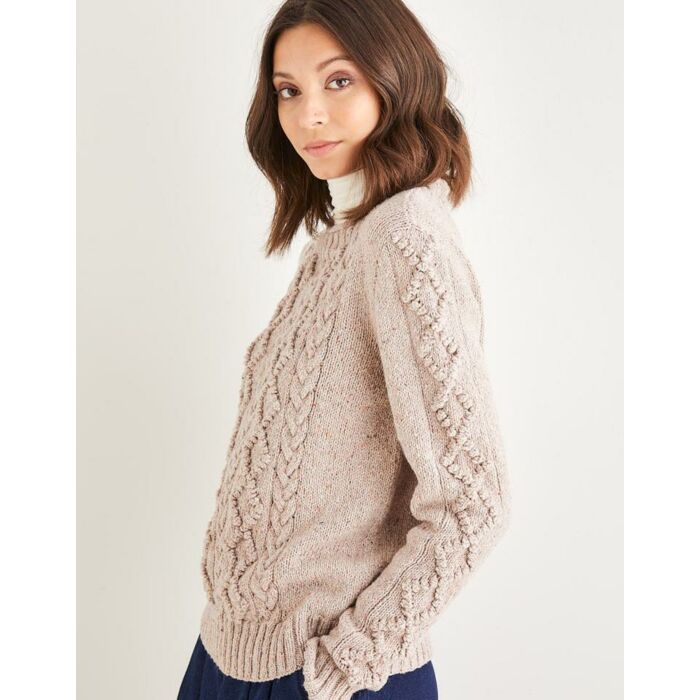 Sirdar Haworth Tweed Womens Crew Neck Cable Sweater 10146 main product photo