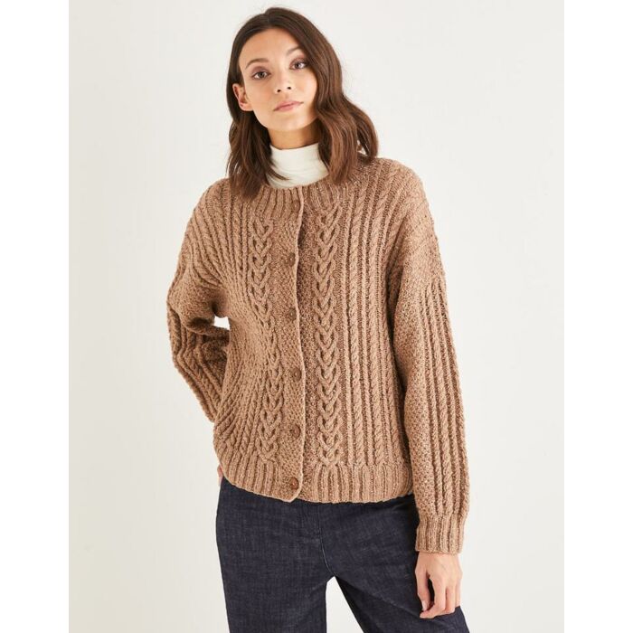 Sirdar Haworth Tweed Womens Round Neck Cable Cardigan 10150 main product photo