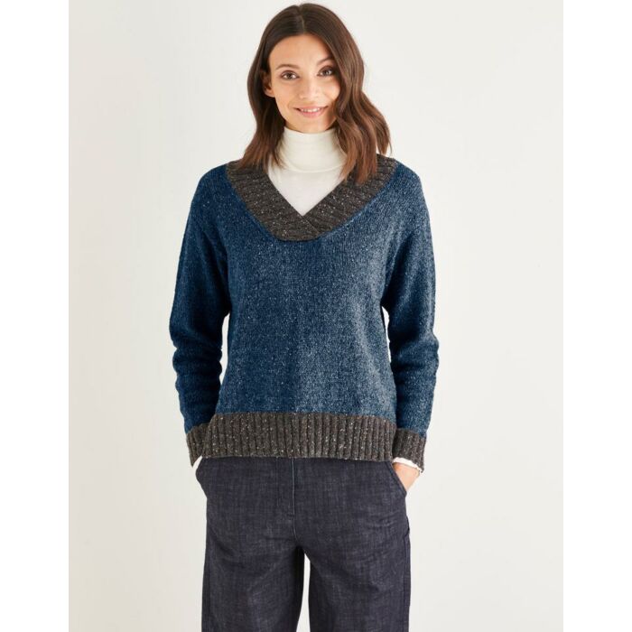 Sirdar Haworth Tweed Womens Crossover V neck Sweater 10151 