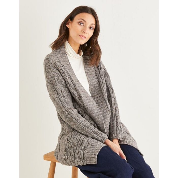 Sirdar Haworth Tweed Womens Longline Cabled Coatigan 10152 main product photo