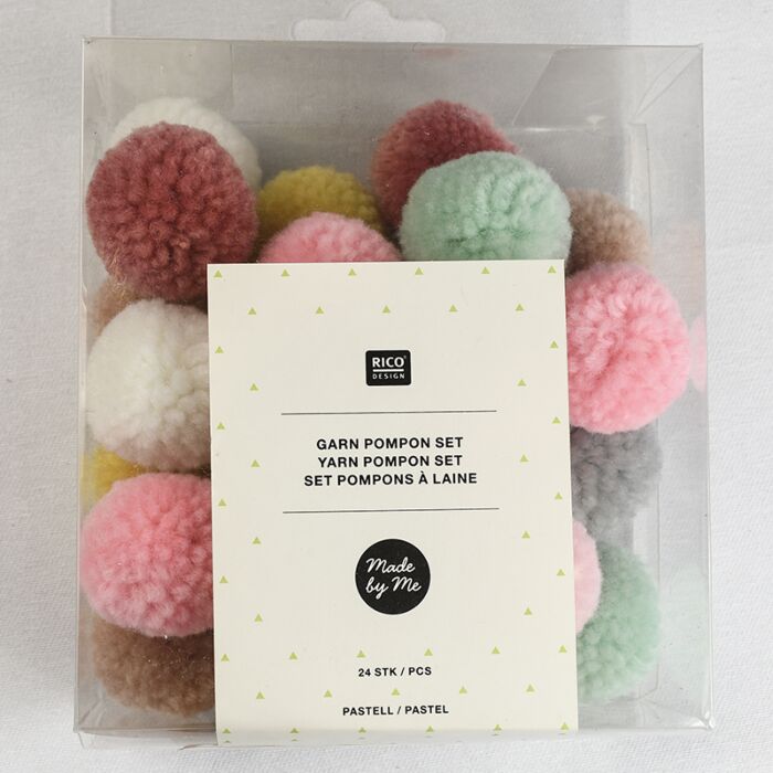 Rico Yarn Pompon Set of 24 Pastel Mix 