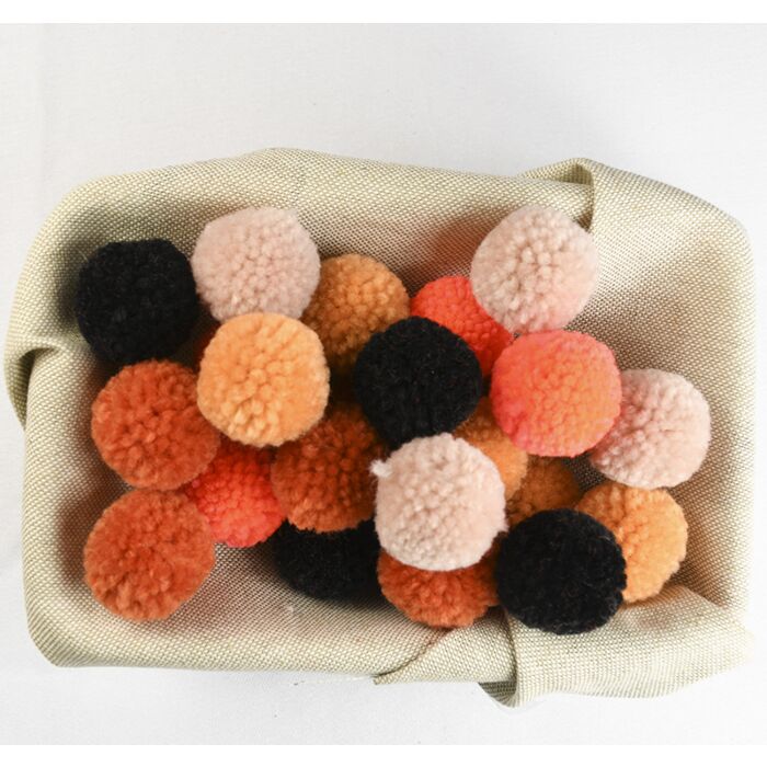 Rico Yarn Pompon Set of 24 Orange Black Mix main product photo