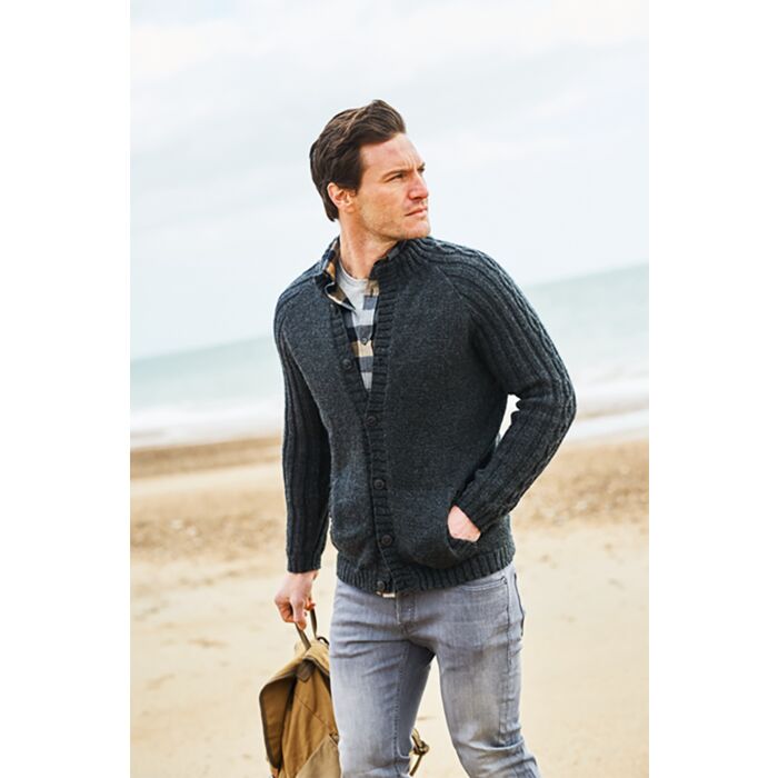 Stylecraft Highland Heathers DK Mens R V Neck Cardigan Pattern Download 9866 