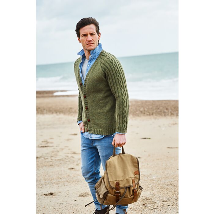 Stylecraft Highland Heathers DK Mens R V Neck Cardigan Pattern Download 9866 