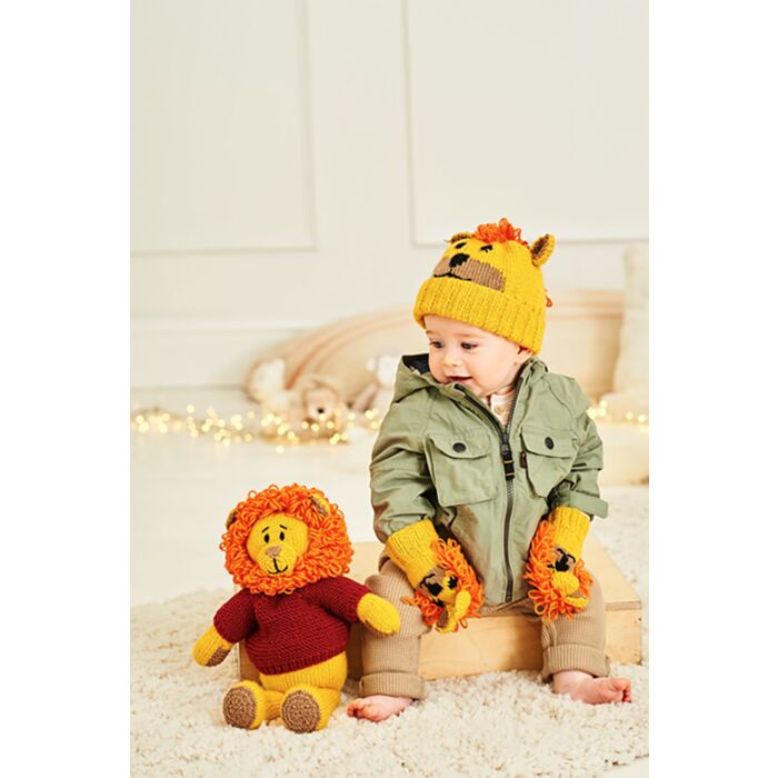 Stylecraft Special and Bellissima DK Lion Hat Mittens Pattern Download 9868 