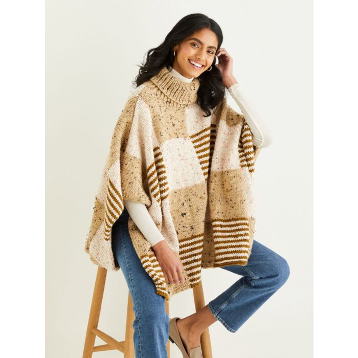 Hayfield Bonus Chunky Tweed Ladies Poncho Pattern 10344 One Size main product photo