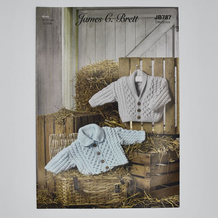 James C Brett Baby Aran Baby Jacket Pattern JB787 31-51cm main product photo