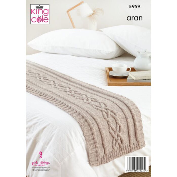 Knitting Pattern Blanket Floor Cushion Bed Runner in King Cole Wool Aran 5959 main product photo