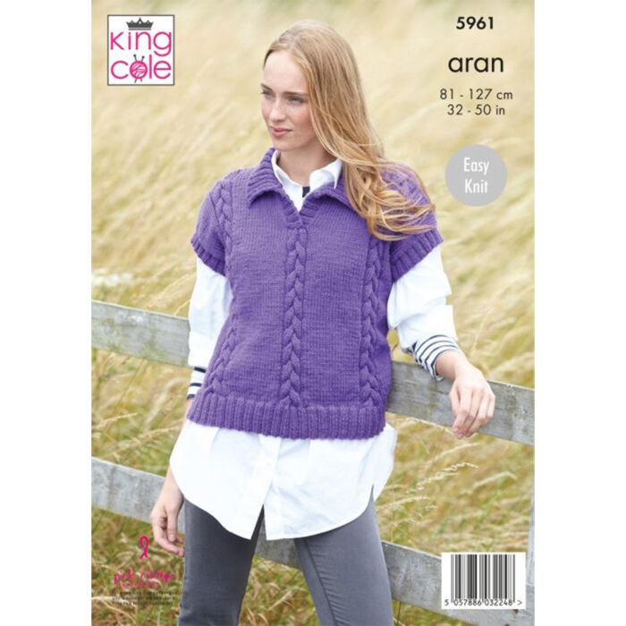 Knitting Pattern Ladies Sweater and Tank in King Cole Wool Aran 5961 main product photo