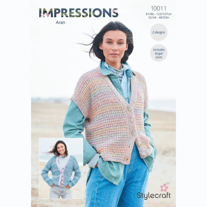 Stylecraft Impressions Aran Ladies Cardigan & Waistcoat 10011 PDF Download main product photo