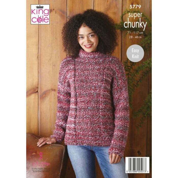 King Cole Christmas Super Chunky Ladies Cardigan Sweater Pattern 5779 71-117cm main product photo