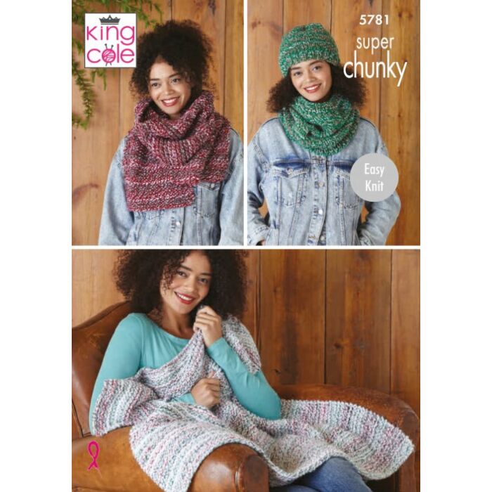 King Cole Christmas Super Chunky Ladies Hat Scarf Snood Blanket 5781 main product photo