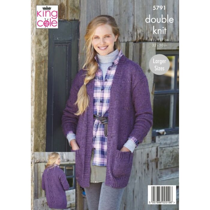 King Cole Homespun DK Ladies Cardigans Pattern 5791 81-127cm main product photo