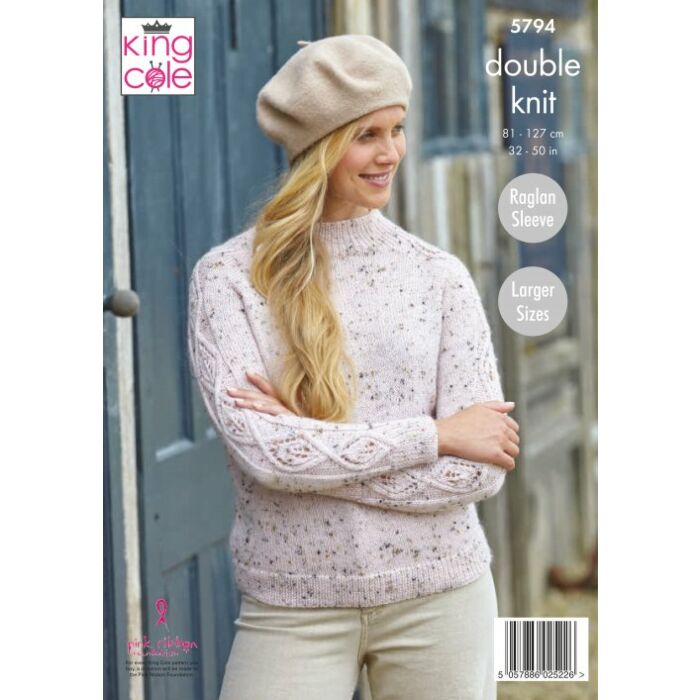 King Cole Homespun DK Ladies Sweaters Pattern 5794 71-117cm main product photo