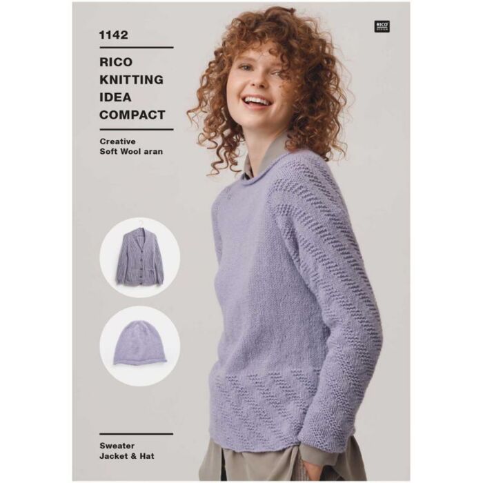 Rico Creative Soft Wool Aran Sweater Cardigan Hat Pattern 1142 81 86 122 127cm Buy Wool Yarn Needles Patterns today