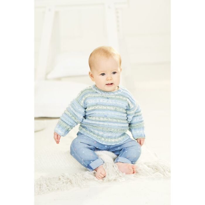 Stylecraft Bambino Prints DK Childs Cardigan and Sweater Pattern 9846 41-46cm