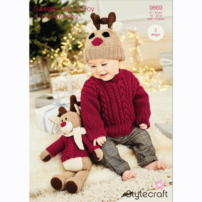 Stylecraft Bellissima and Special DK Reindeer Sweater Pattern Download 9869 main product photo