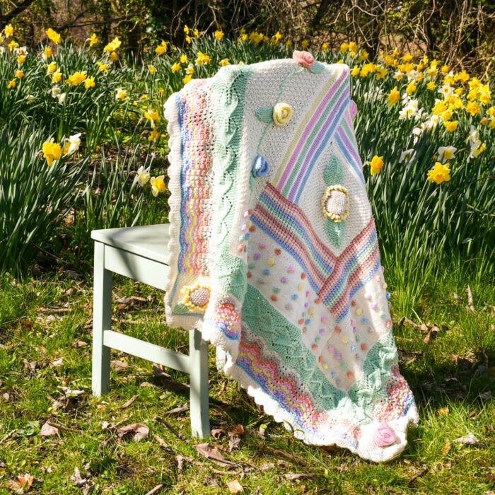 Knitted Festival Flower Blanket in WoolBox Imagine Lullaby Baby Paper Copy main product photo
