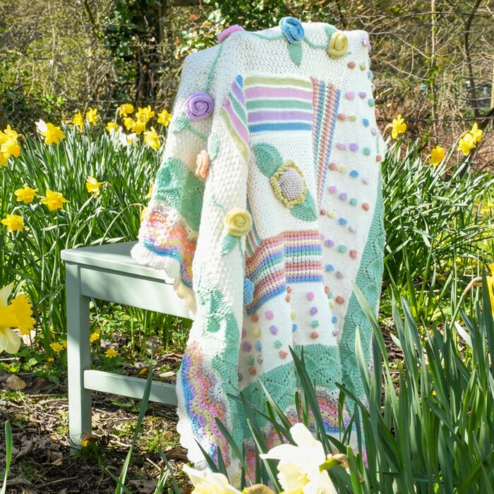 Knitted Festival Flower Blanket Kit in WoolBox Imagine Lullaby Baby DK 12 x 100g main product photo