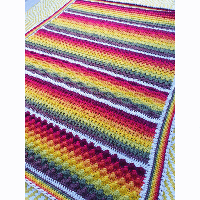 Cosy Autumn Rainbow Blanket Crochet Pattern Kit in Stylecraft Special DK -  By EmKatCrochet