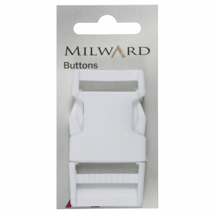 Milward Carded Buttons Plastic Buckle White 25mm Pack of 1 main product photo