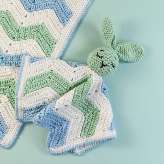Chevron Blanket & Comforter Crochet Pattern Kit in Imagine Lullaby DK by Val Pierce main product photo