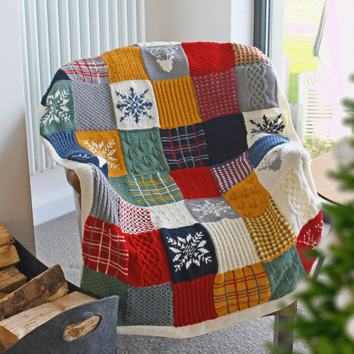 The Official 2023 WoolBox Christmas Knit Along Highland Blanket by Nicola Valiji WoolBox Imagine Classic Anti Pilling DK Colourway WoolBox Buy Wool Yarn Needles Patterns today