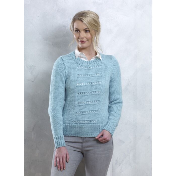 Lace Line Sweater Cygnet Chunky Knitting Pattern Kit CY1312 main product photo
