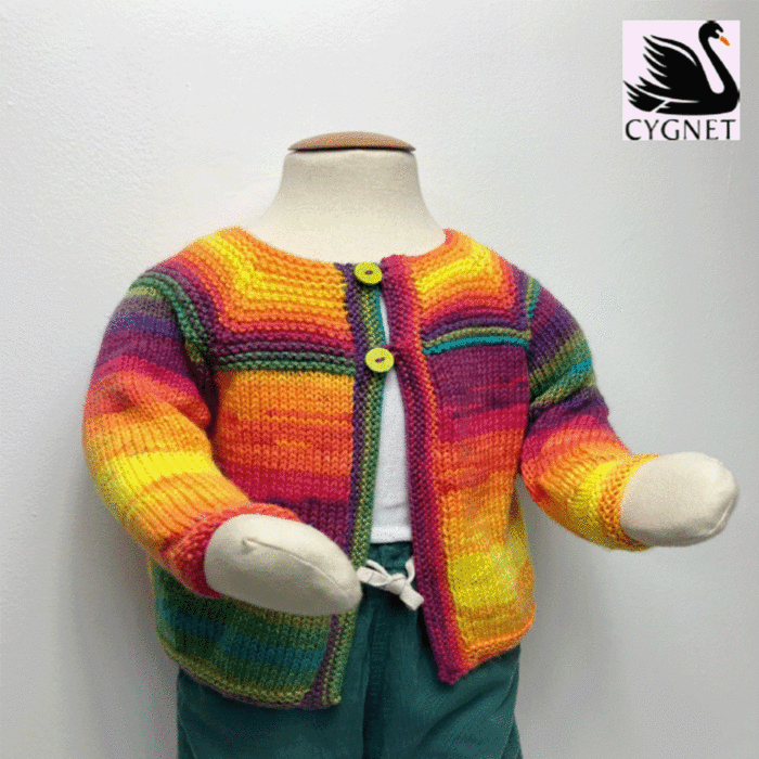 Yoked Cardigan CY1535 Cygnet Colour Rush DK Knitting Pattern Kit main product photo