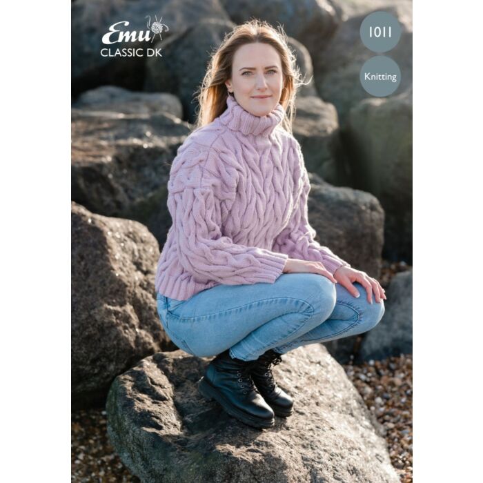 Emu Classic DK Ladies Cable Roll Neck Sweater 1011 Knitting Pattern PDF To Fit Bust 3034 - 3640" main product photo