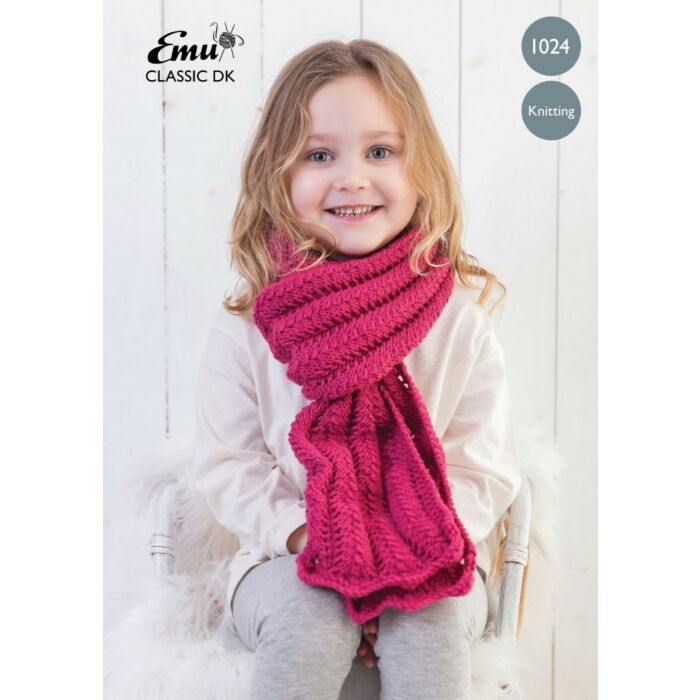 Emu Classic DK Child's Classic Lace Scarf 1024 Knitting Pattern One Size main product photo