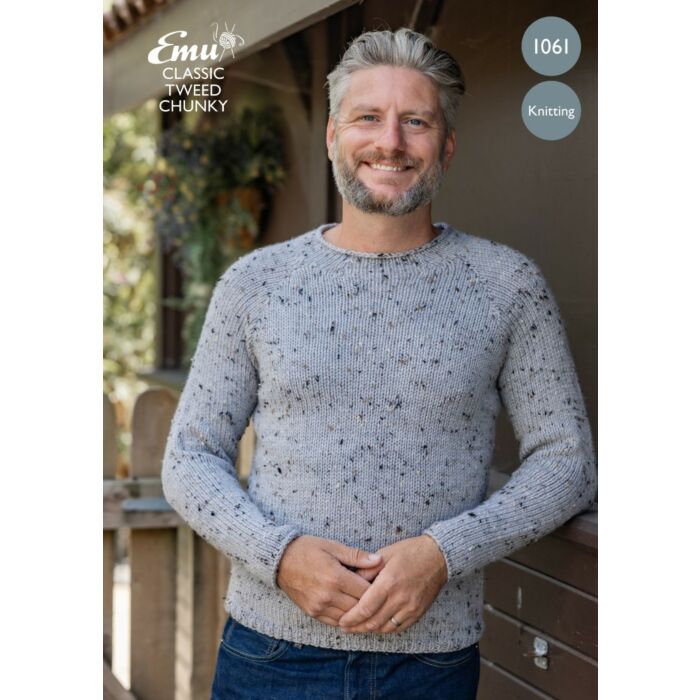 Emu Classic Tweed Chunky Men's Turtleneck Sweater 1061 Knitting Pattern PDF To Fit Chest 3638 - 4850" main product photo